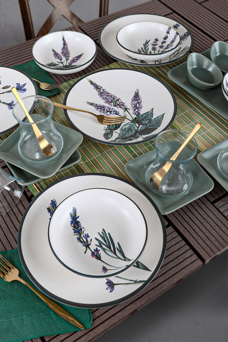 Hermia Set de desayuno de 21 piezas en gres cerámico Hermia Set de desayuno de 21 piezas en gres cerámico